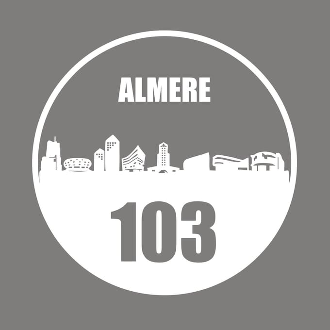 Almere sticker met eigen huisnummer