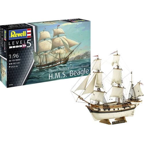 Revell Modelbouwpakket Schepen - 05458 H.M.S. Beagle -Darwin#039 Historical Discovery Barque - Schip Plastic - 1:96 - Modelbouw