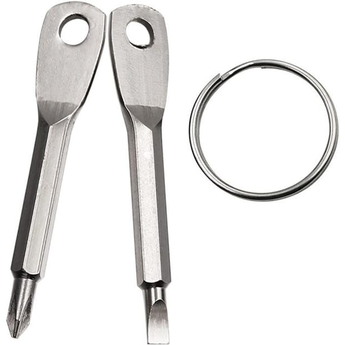 Draagbare Phillips Sleufschroevendraaier Sleutelhanger Multi Mini Zakformaat Reparatiegereedschap Gadget zilver