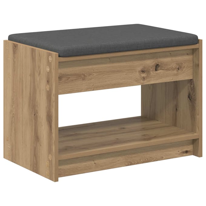 vidaXL - Hallenbank - Artisan - Eik - 63 - x - 38 - x - 45 - cm - Geengineerd - Hout - en - Stof