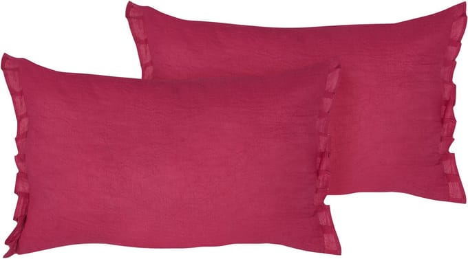 SASSAFRAS - Set van 2 kussens - Bordeaux - 30 x 45 cm - Linnen