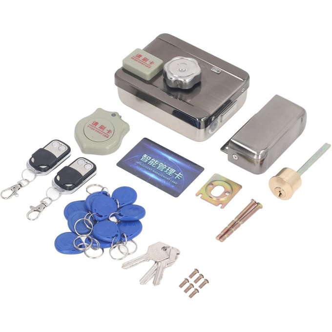 Serrure de porte électronique à pêne dormant Système de contrôle d'accès à pêne dormant sans clé avec 2 télécommandes gray