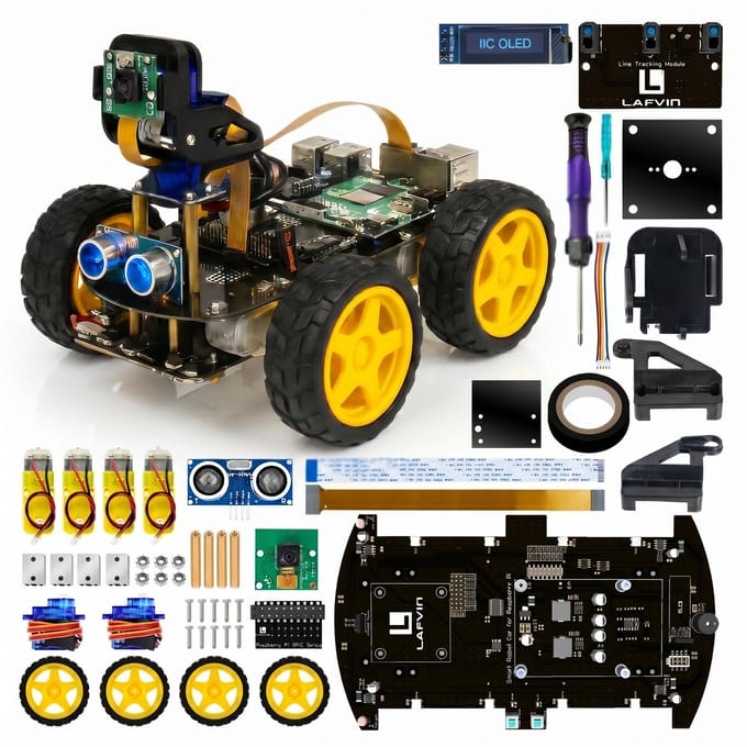 SyncGear 4WD Robot Bouwpakket - Programmeerbare Robot - DIY - Raspberry Pi - Python & Linux - Bluetooth & Camera