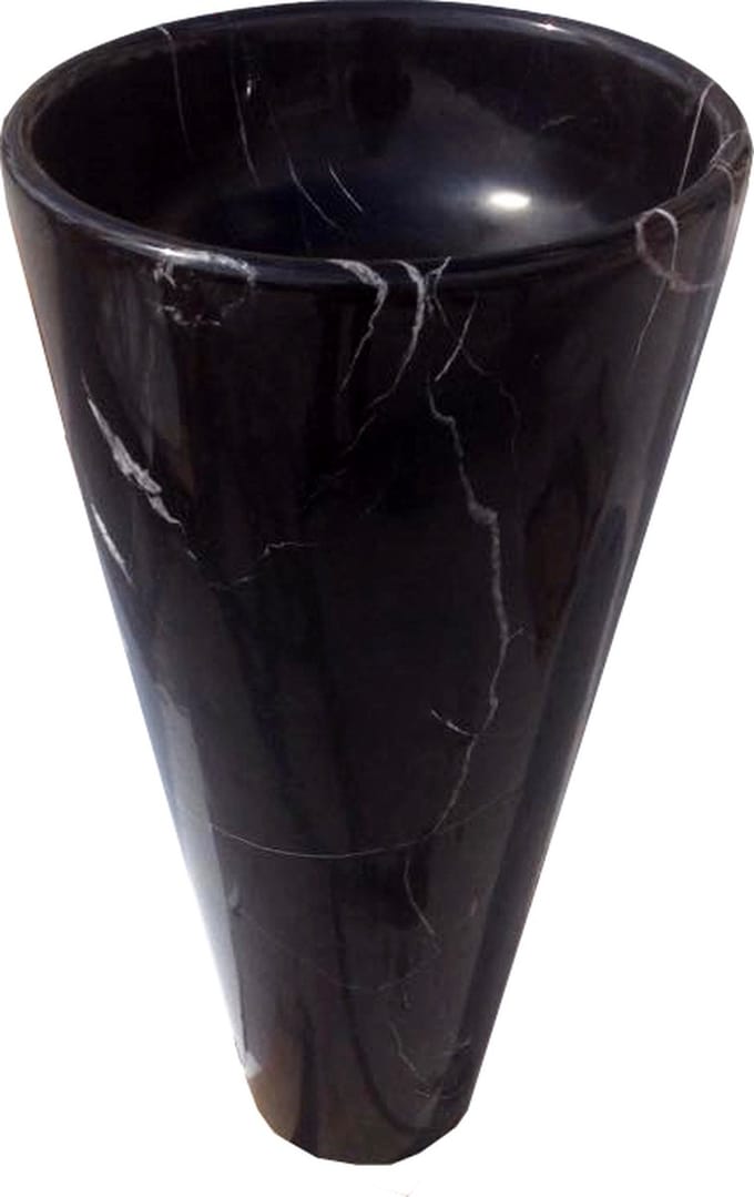 Staande Marmeren Wasbak - 42x42x90cm - Zwart