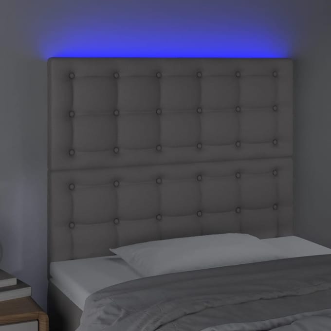 vidaXL - Hoofdbord - LED - 90x5x118/128 - cm - kunstleer - grijs