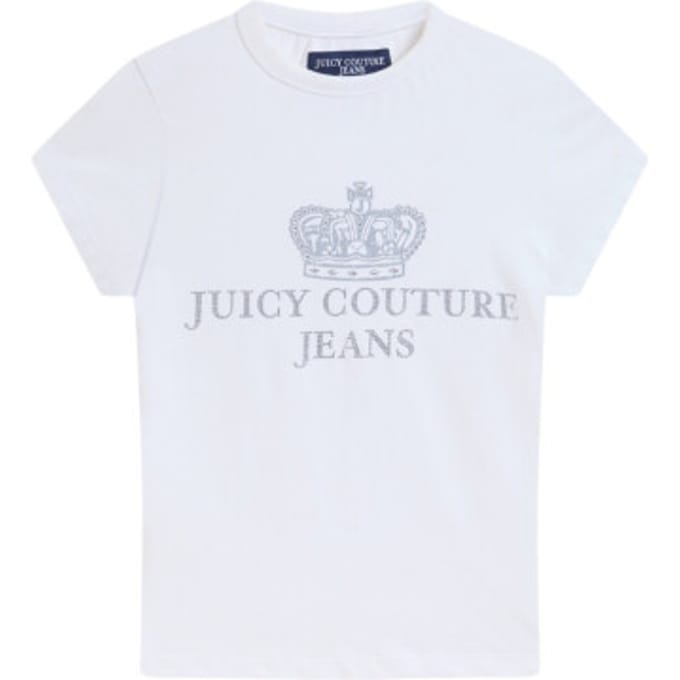 Juicy Couture Heritage Hilton Washed Single Jersey Fitted Longline T-Shirt WIT - Maat M