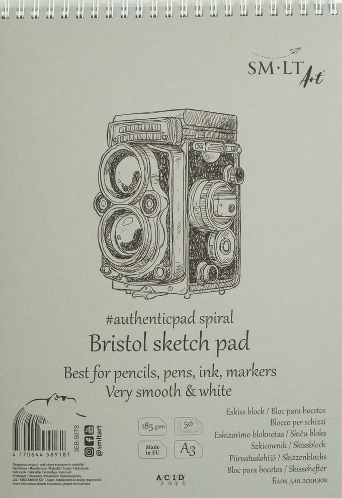 SMLT ringband Bristol papierblok A3 185gr 50 vel tekenpapier.