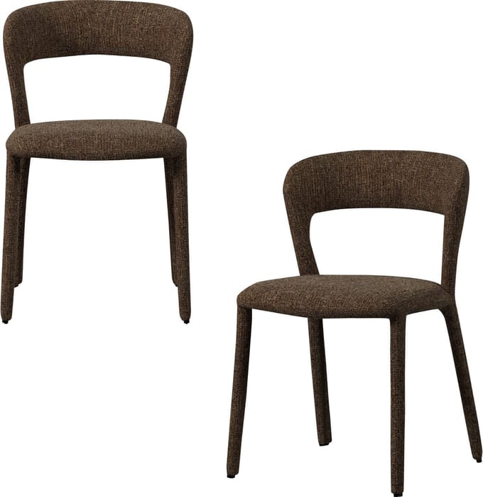 WOOOD Noble Eetkamerstoelen - Polyester - Warm Bruin - Set van 2