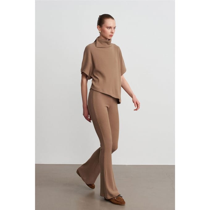 Hoge Taille Flared Gebreide Broek