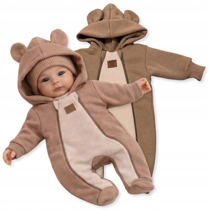 Dartomik - Baby Jumpsuit - Twee Ritssluitingen - Dwarsverkleturing - Cappuccino Beige