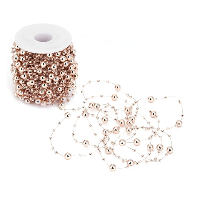 30M Roségoud ABS Imitatie Parels Ketting voor DIY Ambachtelijke Slingers Bruiloft Centerpieces white