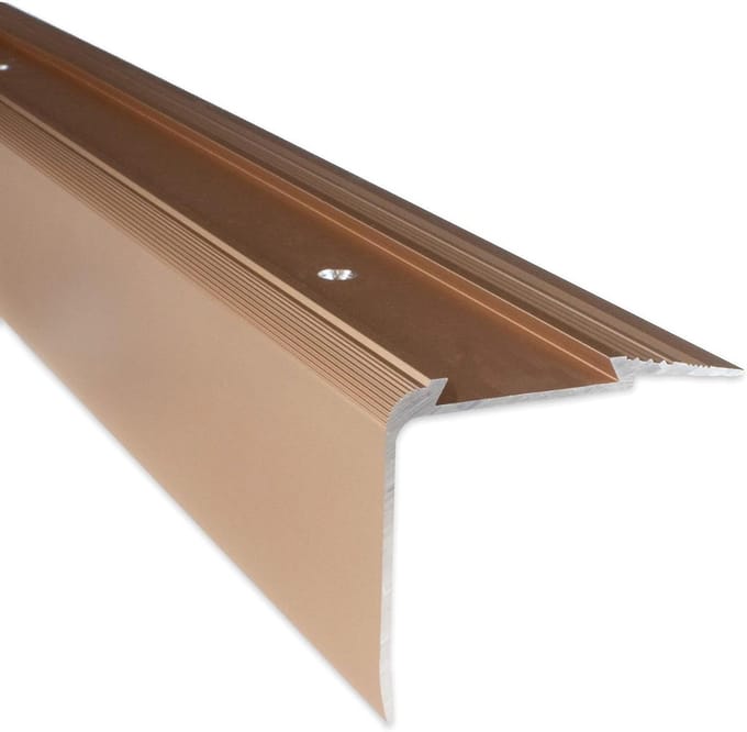 PROVISTON | Staircase | Anodized aluminium | Bronze light | Width 58 mm | Height 45 mm | Length 2700 mm | Drilled | Stair profile | Corner profile | 1 piece