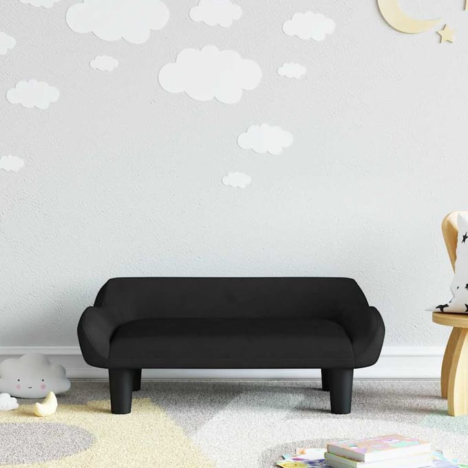 vidaXL - Kinderbank - 70x40x24 - cm - fluweel - zwart