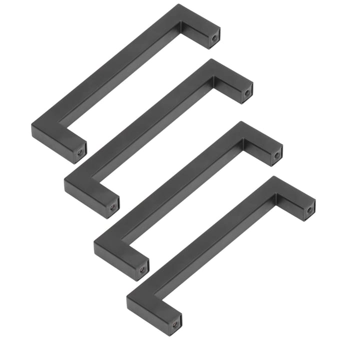 4 Stuks Kastgrepen Vierkant RVS Keukenkast Bureau Lade Trekkers Klein Zwart Type 1