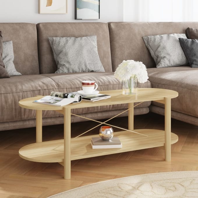vidaXL - Salontafel - 110x48x40 - cm - bewerkt - hout