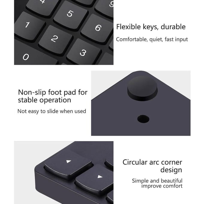 2.4G draadloos digitaal toetsenbord 35 toetsen USB numeriek toetsenbord USB oplaadbaar toetsenbord voor laptop pc zwart
