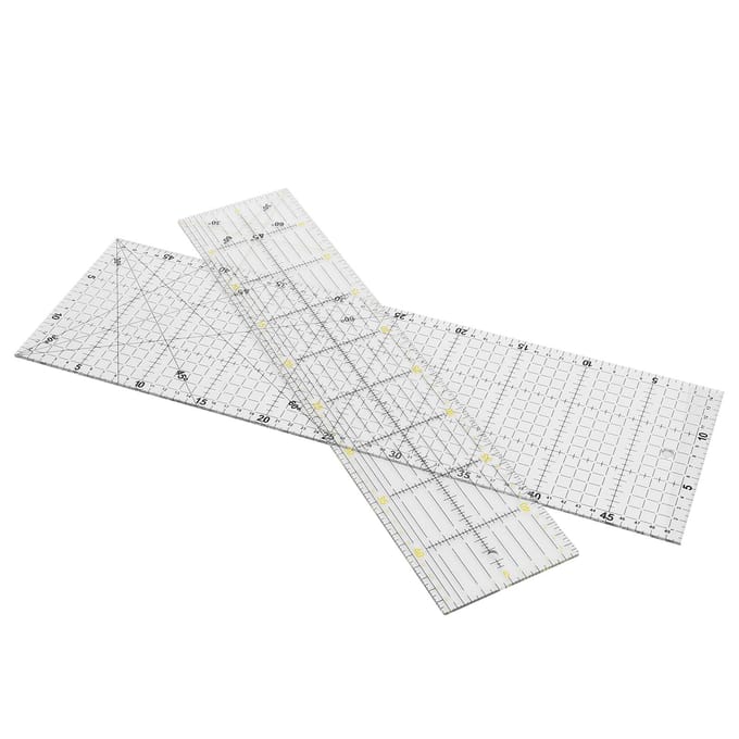 Règle de quilting multifonction, 2 pièces, outil de mesure pour couture, dessin, artisanat white