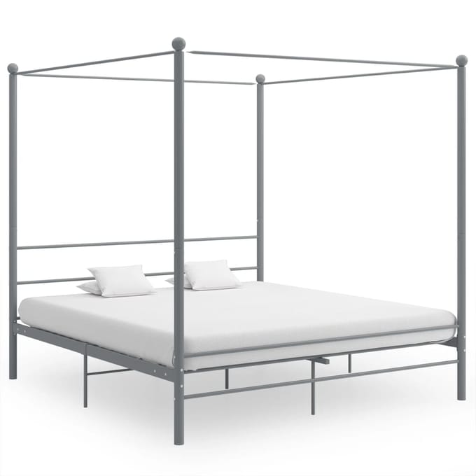 vidaXL - Hemelbedframe - metaal - grijs - 180x200 - cm