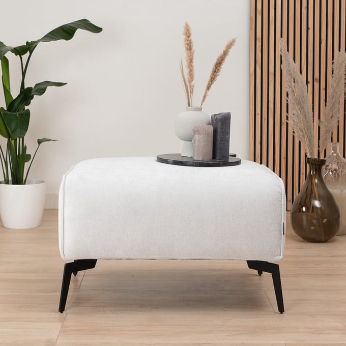 Bronx71® Scandinavische hocker Vegas off white stof gemêleerd