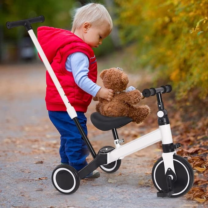 Verstelbare driewieler voor baby's 3-in-1, mini-loopfiets voor 1-4 jaar, multifunctionele kinderdriewieler, glijvoertuigen