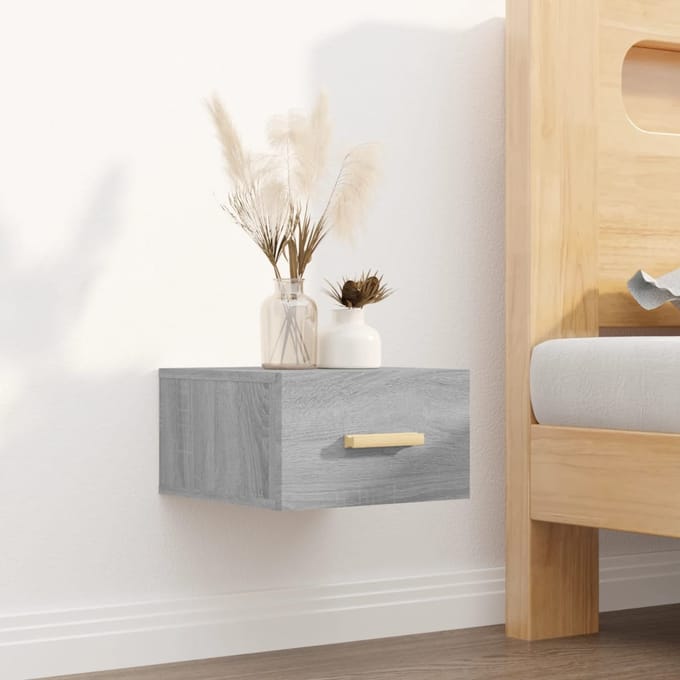 vidaXL - Nachtkastje - wandgemonteerd - 35x35x20 - cm - grijs - sonoma - eikenkleur