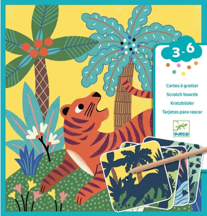 Djeco - Kraskaarten Grote Dieren - 3 tot 6 jaar - Knutselpakket