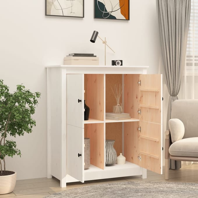 vidaXL - Dressoir - 83x41,5x100 - cm - massief - grenenhout - wit