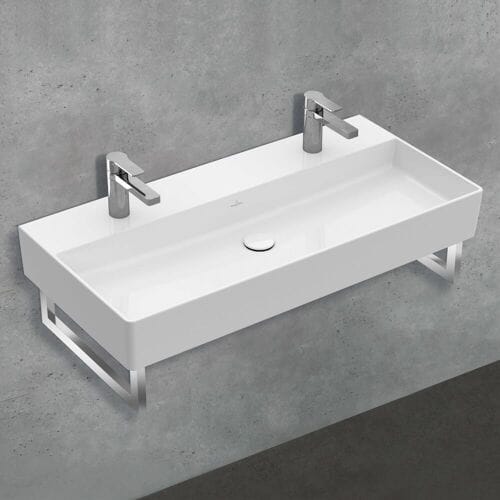 Villeroy & Boch Memento 2.0 washbasin 100 cm with 2 tap holes, without overflow 4A22A101