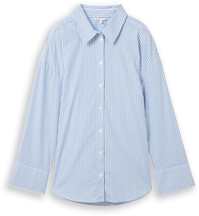 Tom Tailor Denim - Losvallend overhemd met strepen - Maat XS - blue white strripe