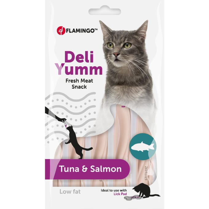 Flamingo Deli Yumm Fresh Meat - Snack Katten - Deli Yumm Fresh Meat Snack Tuna+ Salmon 14gr - 1st - 130398 - 1st