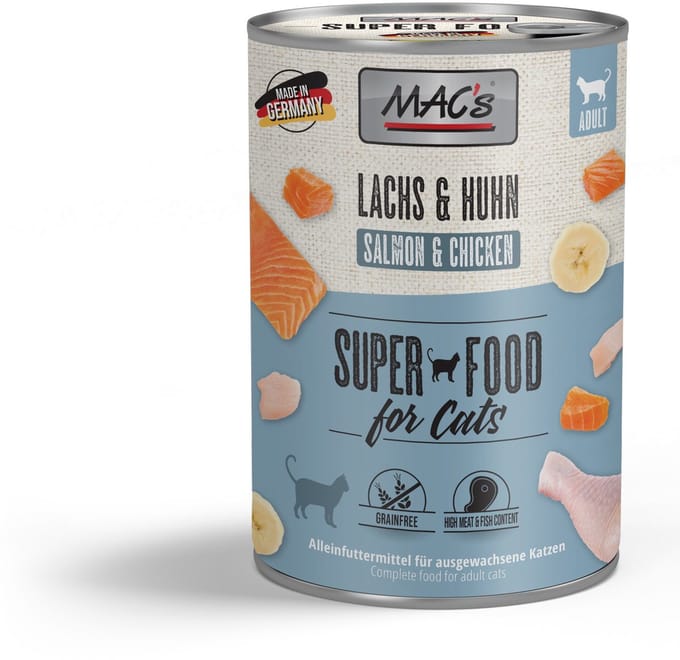 MAC's Kattenvoer Natvoer Blik - 96,8% Zalm & Kip - 6 x 400g