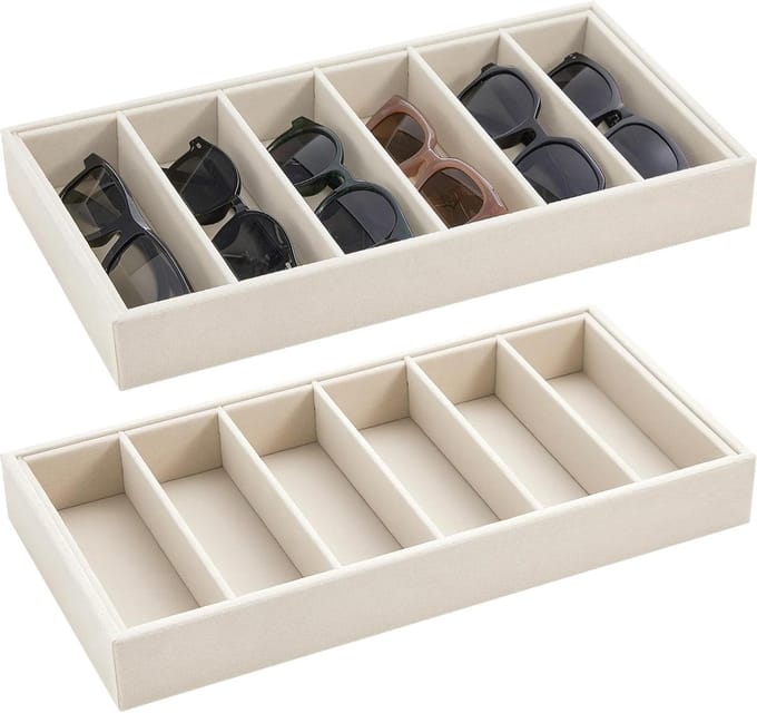 Zonnebril Organizer Tray - Brillen Display Case - Opbergen Accessoires - Stapelbaar Ontwerp - 38 x 19 x 4.5 cm