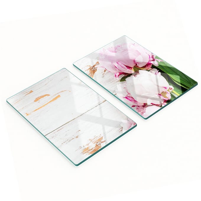 Multifunctionele decoratieve glazen borden met pioenprint 2x40x52 cm