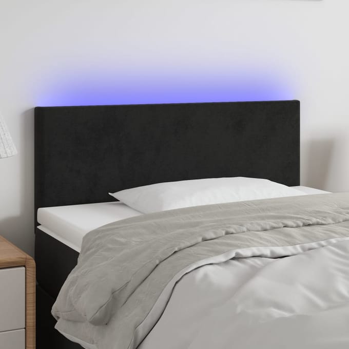 vidaXL - Hoofdbord - LED - 90x5x78/88 - cm - fluweel - zwart