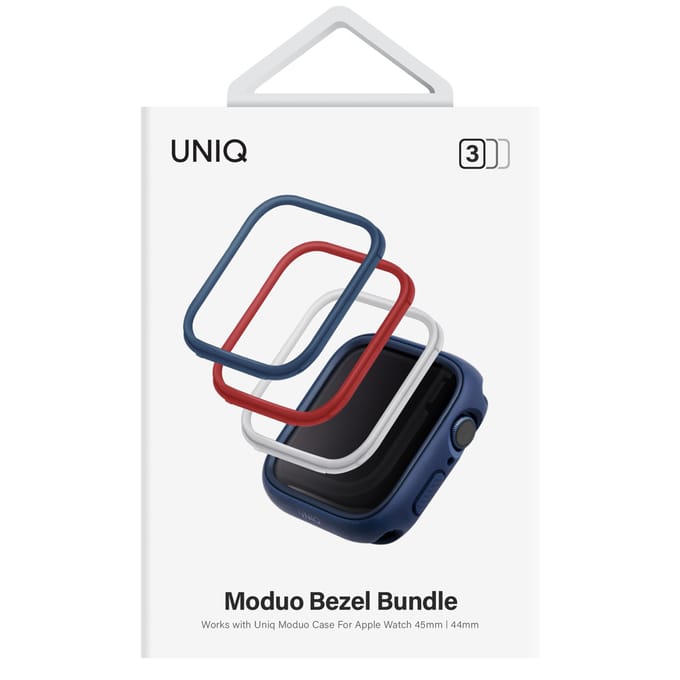Uniq 3-pack Bezels - Moduo Bezel Bundel voor de Apple Watch - 44 / 45 mm - Blue & Red & White