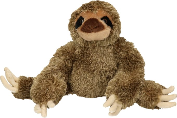 Ravensden Pluche knuffel dier Luiaard - 30 cm - Speelgoed wilde dieren knuffelbeesten - bruin