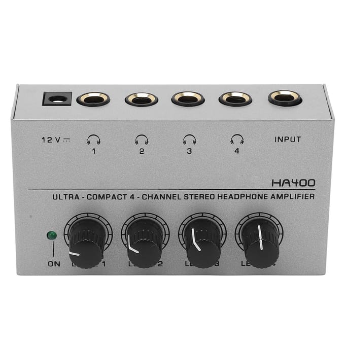 4-kanaals hoofdtelefoonversterker Stereo hoofdtelefoon splitter met voedingsadapter