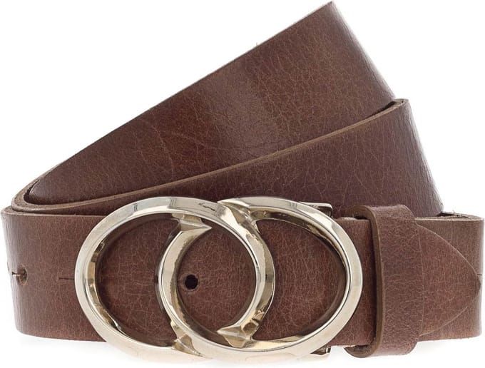 b.belt Leren Riem Lola Gold Belt W85 Brown Bruine