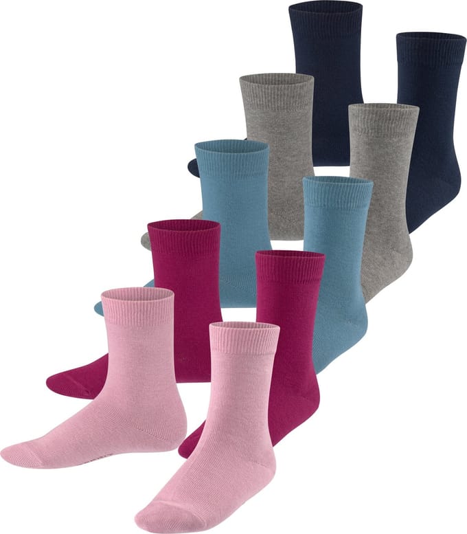 Esprit Solid Mix 5-Pack eenkleurig katoen multipack sokken kinderen veelkleurig - maat 23-26