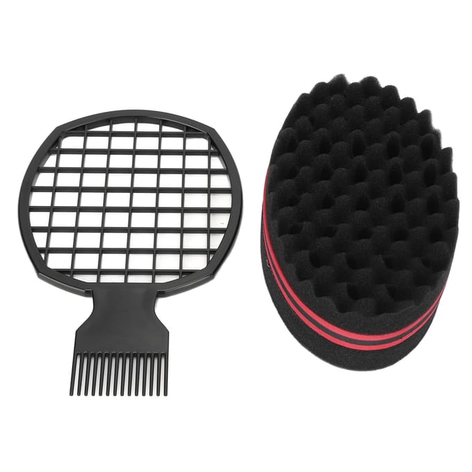 Haar Twist Kam Spons Set Thuis Salon Professioneel Draagbaar Afro Haar Spons Krul Kam Styling Tool black
