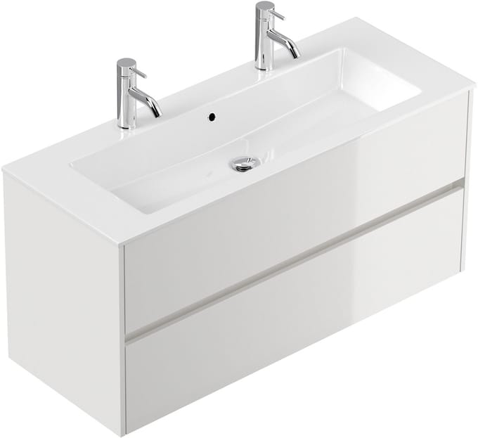 Badmeubel Phoenix Hoogglans Wit - Mineraal - Breedte 120 cm - Hoogte 58.5 cm - Diepte 46.5 cm