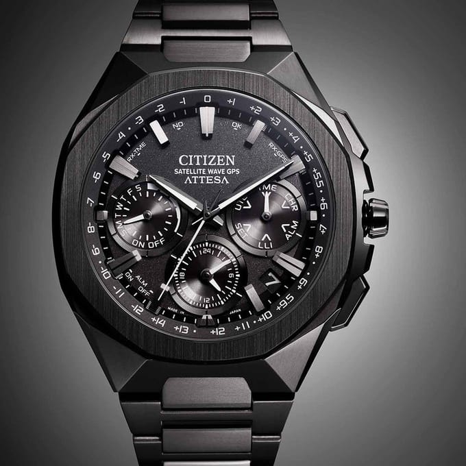 Citizen Attesa Satellite Wave GPS CC4105-69E Horloge - Titanium - Zwart - Ø 46 mm