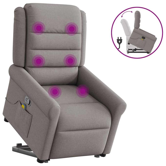 vidaXL - Sta-op-massagestoel - verstelbaar - stof - taupe