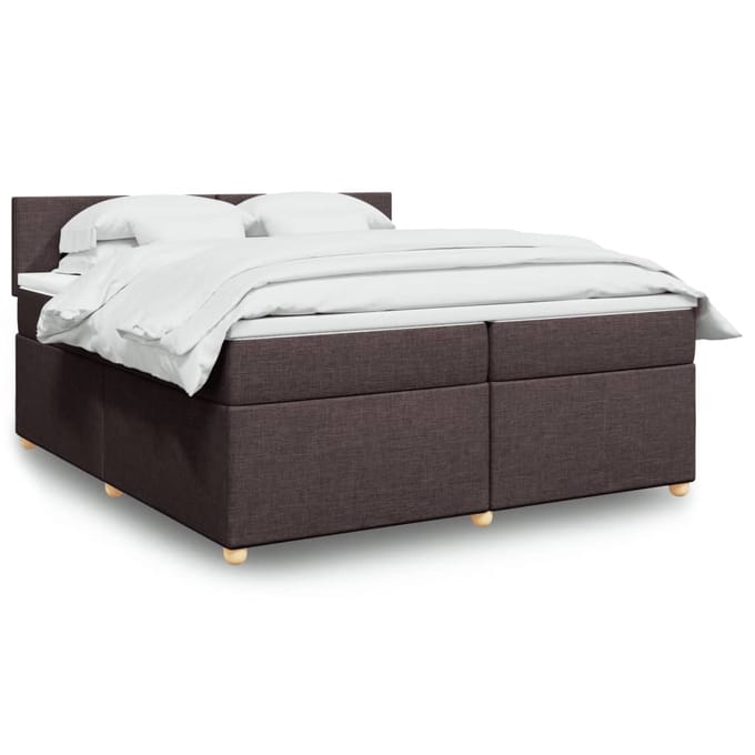 vidaXL - Boxspring - met - matras - stof - donkerbruin - 200x200 - cm