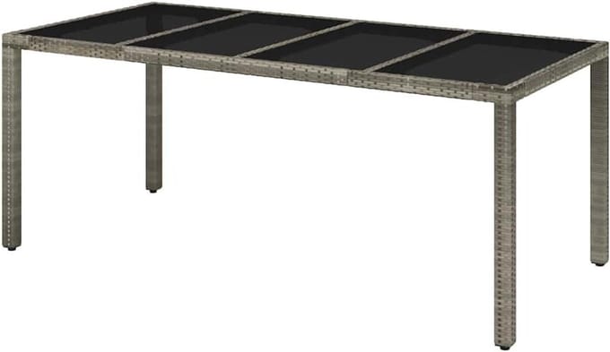 Tuintafel - Buitenmeubel - Terras Genieten - Gehard Glasblad - 190 x 90 cm - Grijs