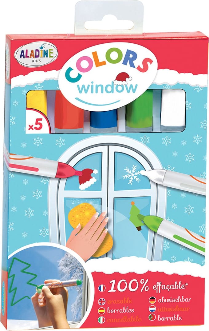 Aladine Kids Raamstiften Set 5 stuks Kerst