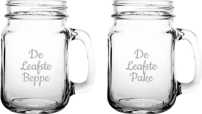 Gegraveerde Drinkglas 45cl De Leafste Pake-De Leafste Beppe