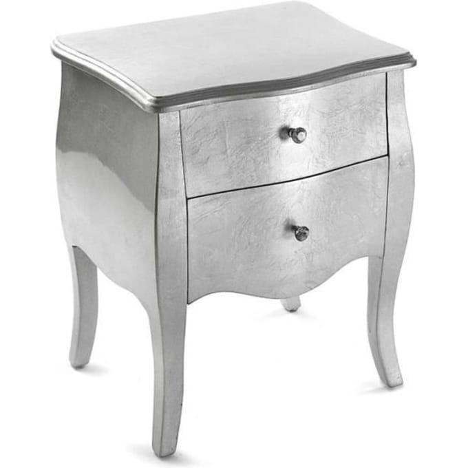 Table de chevet - NATACHA.B - Marika - Bois MDF - Argent - 2 tiroirs