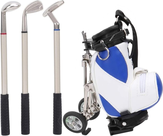 Golf Pen Set - Bureau Accessoire - Bureau Organisatie - Levensgetrouwe Mini Tas - 3 Pennen - Blauw Wit