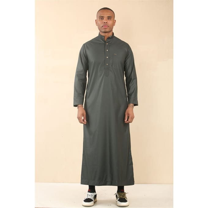 Heren blauwe Thobe Arabische Saoedi-Emiratische islamitische kleding Jubba gewaad